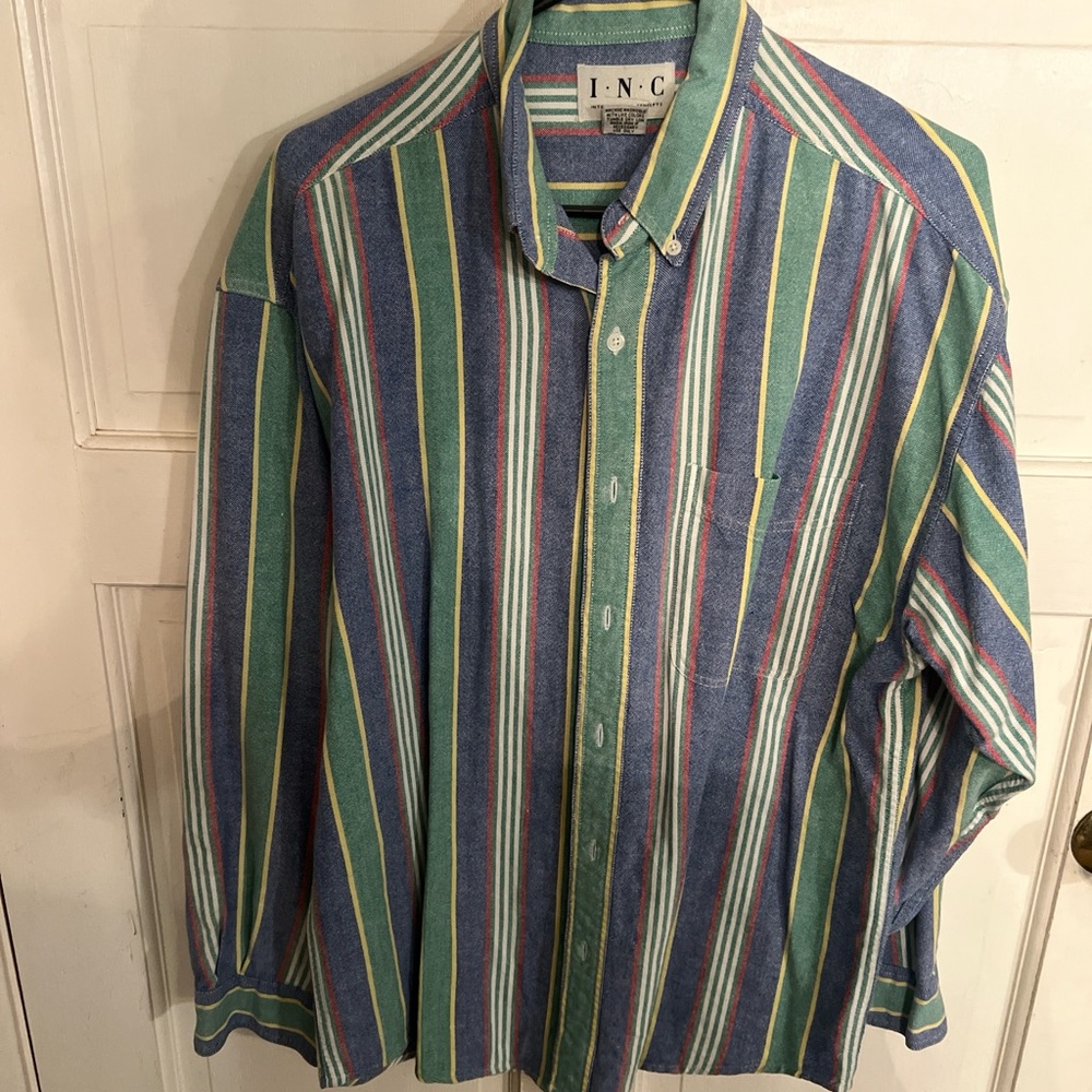 INC International Concepts Men's Colorful Striped Button Down Shirt